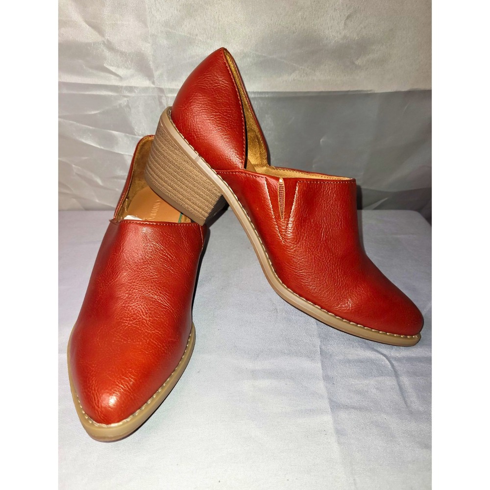Cynthia Rowley Women's Brown Leather Slip-On Pointed Toe Block Heel Pumps 8.5